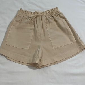 Zara Girls High-Waisted Elastic Paper Bag Shorts